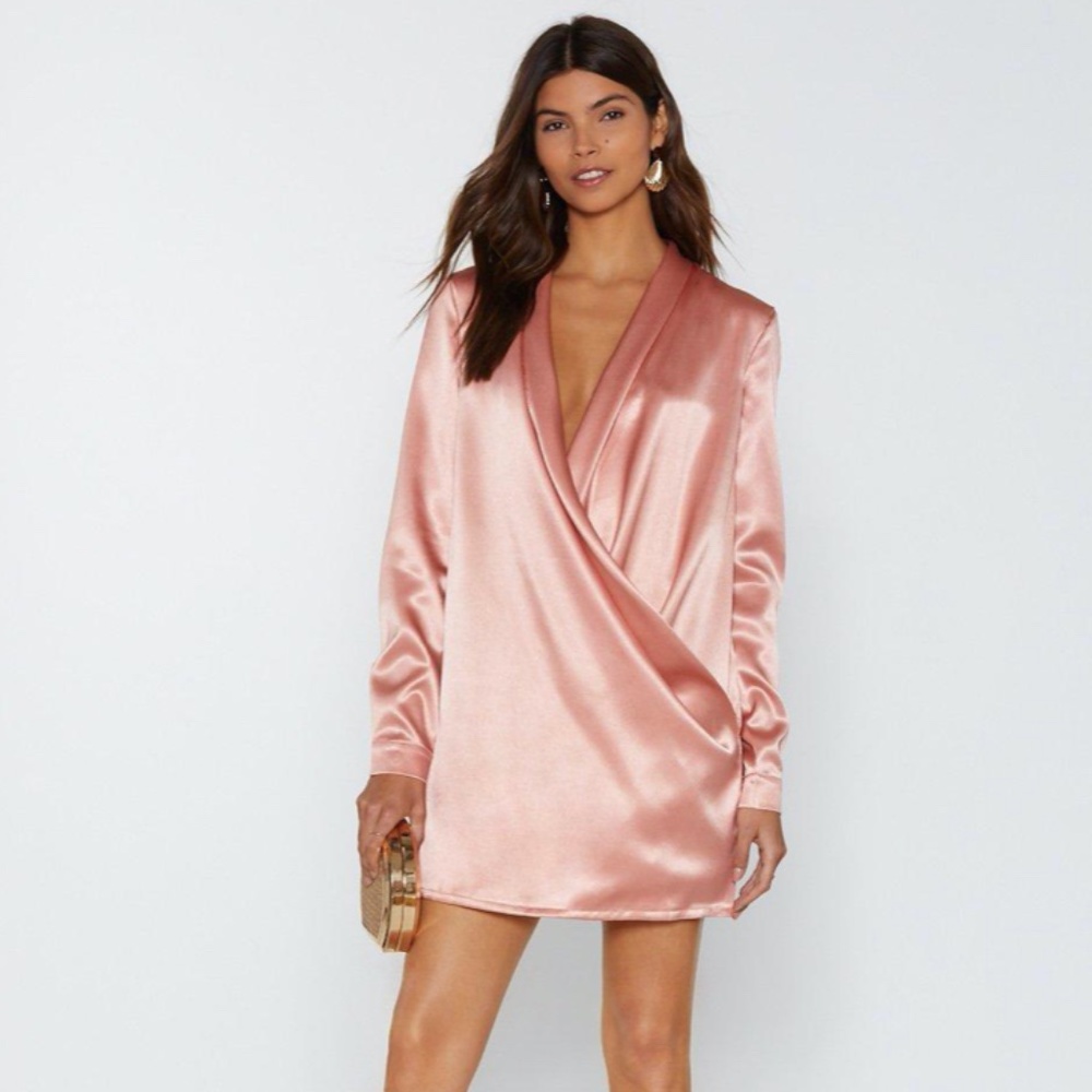 Nasty Gal Satin Shirt Dress